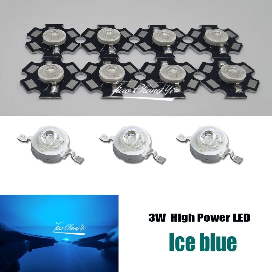 2 10 50 100pcs 3W High Power LED Lamp Ice blue 480nm 3.2-2.6v 700mA  LED Light Emitting Diode