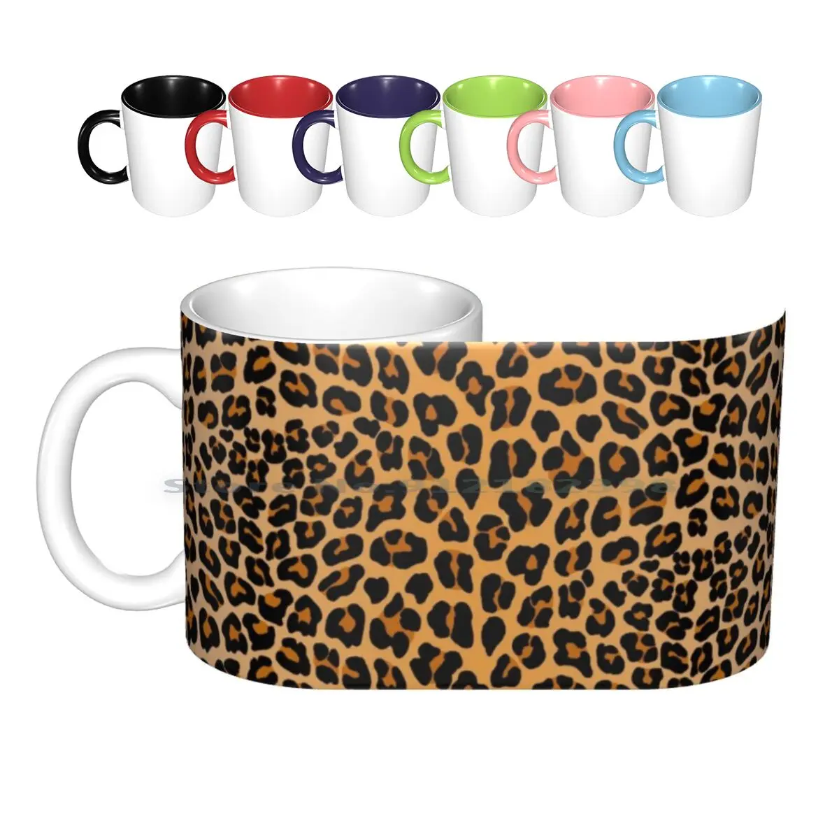 Leopard Print Ceramic Mugs Coffee Cups Milk Tea Mug Leopard Cheetah Animal Spotted Big Cats Orange And Black Fashionable Trendy