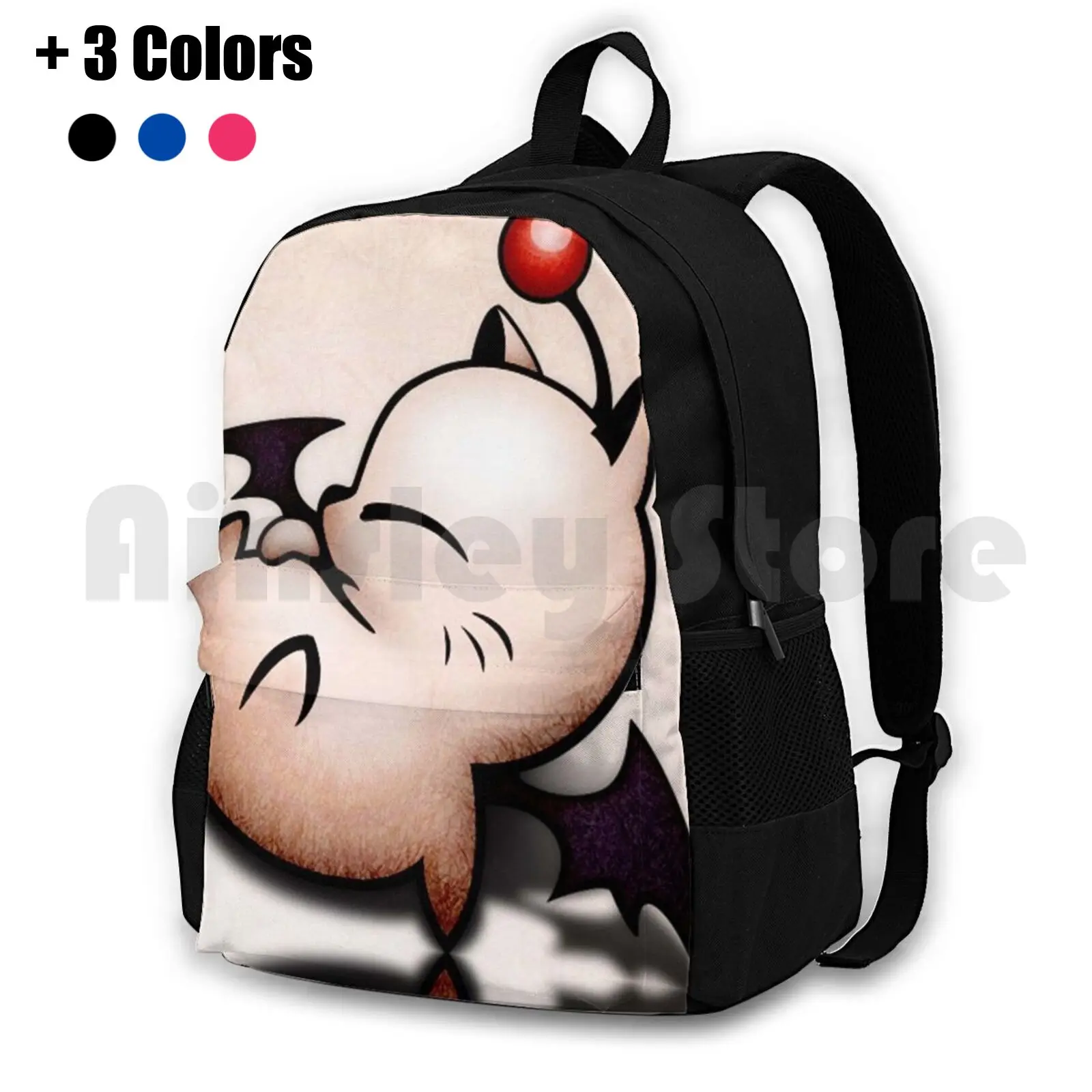 Black Mogu Sleep Outdoor Hiking Backpack Riding Climbing Sports Bag Mogu Black Sleep Moguri Moogle Kawaii Funny Game Anime