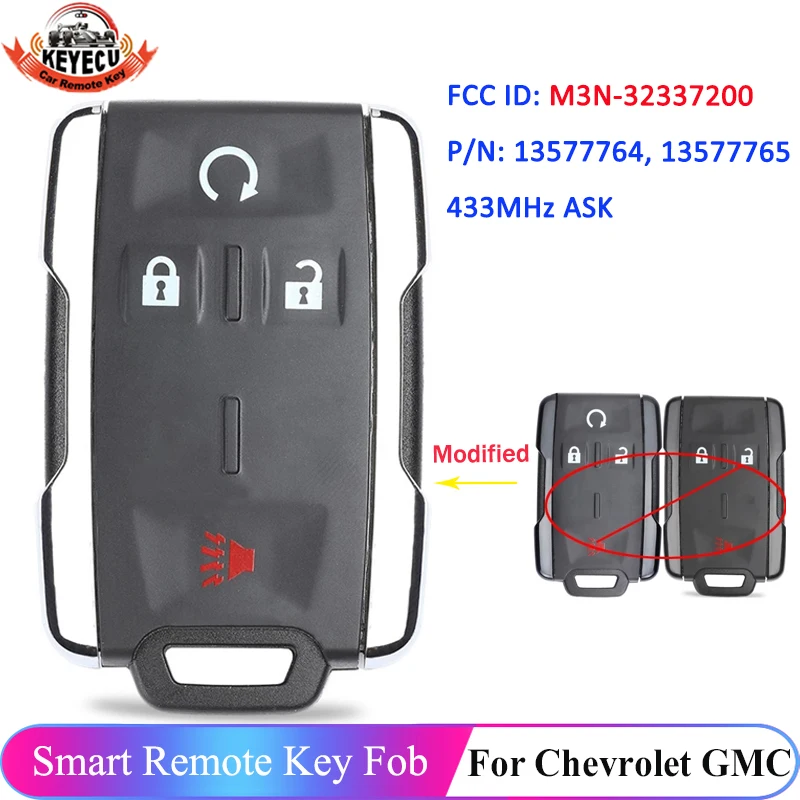 

KEYECU M3N-32337200 433MHz For GMC Sierra For Chevrolet Silverado 2019 2020 Remote Key Fob P/N: 13577764 13577765