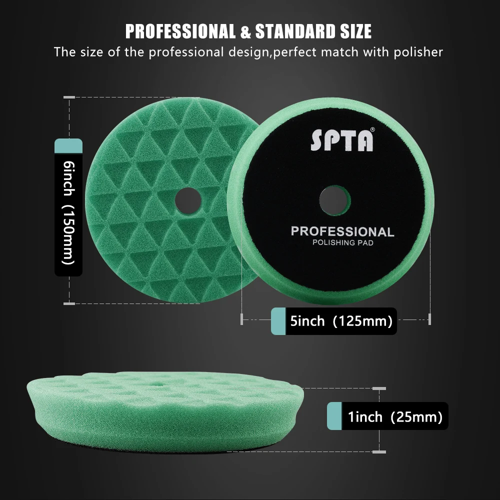 (Распродажа) Автомобильная губка SPTA 5 дюймов (125 мм)/6 дюймов (150 мм), полировка, коническая треугольная поролоновая накладка, набор для