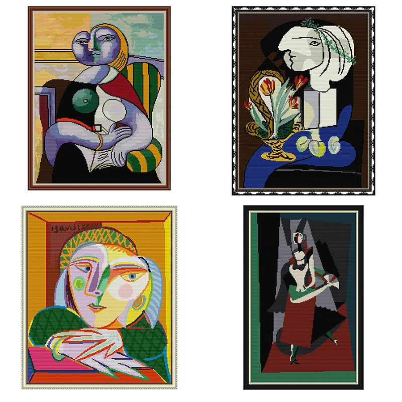 Picasso Art Painting Series Cross Stitch Kits 14CT 11CT Canvas Printed Embroidery Set DIY Abstract Character Pattern Needlework