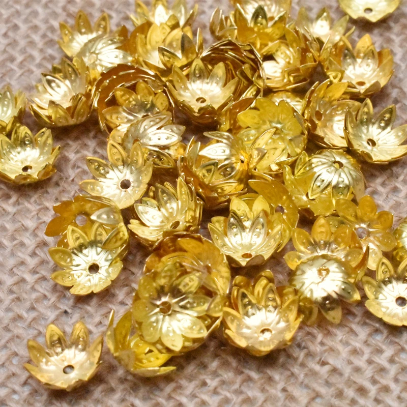 Gold Color Flower Metal Alloy Loose Spacer Bead Caps Jewelry Findings Cone End Beads For Jewelry Making Finding 8/10mm100pcs/Lot