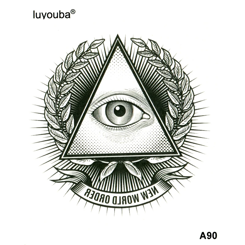 Eyes New World Order Waterproof Temporary Tattoos Men Tatuajes Temporales Glitter Tattoo Sleeve Tatoo Henna Tatuagem Art Tattoo