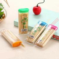 100Pcs/Box Disposable Wood Toothpick Disposable Double Sharp Natural Bamboo Toothpick Home Restaurant Hotel Product Random Color