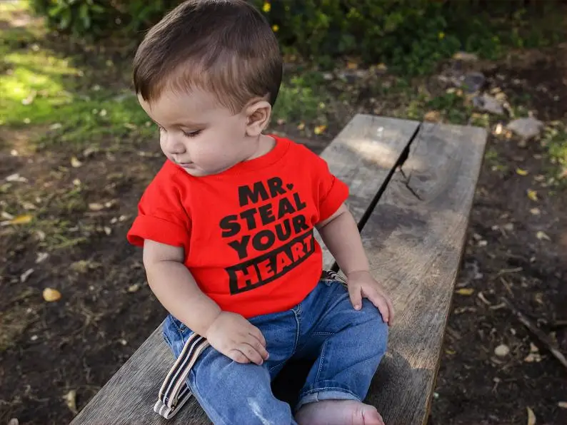 

Boy Valentines Shirt Mr Steal Your Heart T-Shirt Toddler Boy Valentines TShirt Cute Mr. Steal Your Heart Valentine's Day T-Shirt