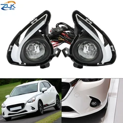 ZUK Car Additional Front Bumper Fog Light Set For Mazda 2 Demio 2015 2016 2017 Upgrade Anti-Fog Reflector Lamp Kit With Harness