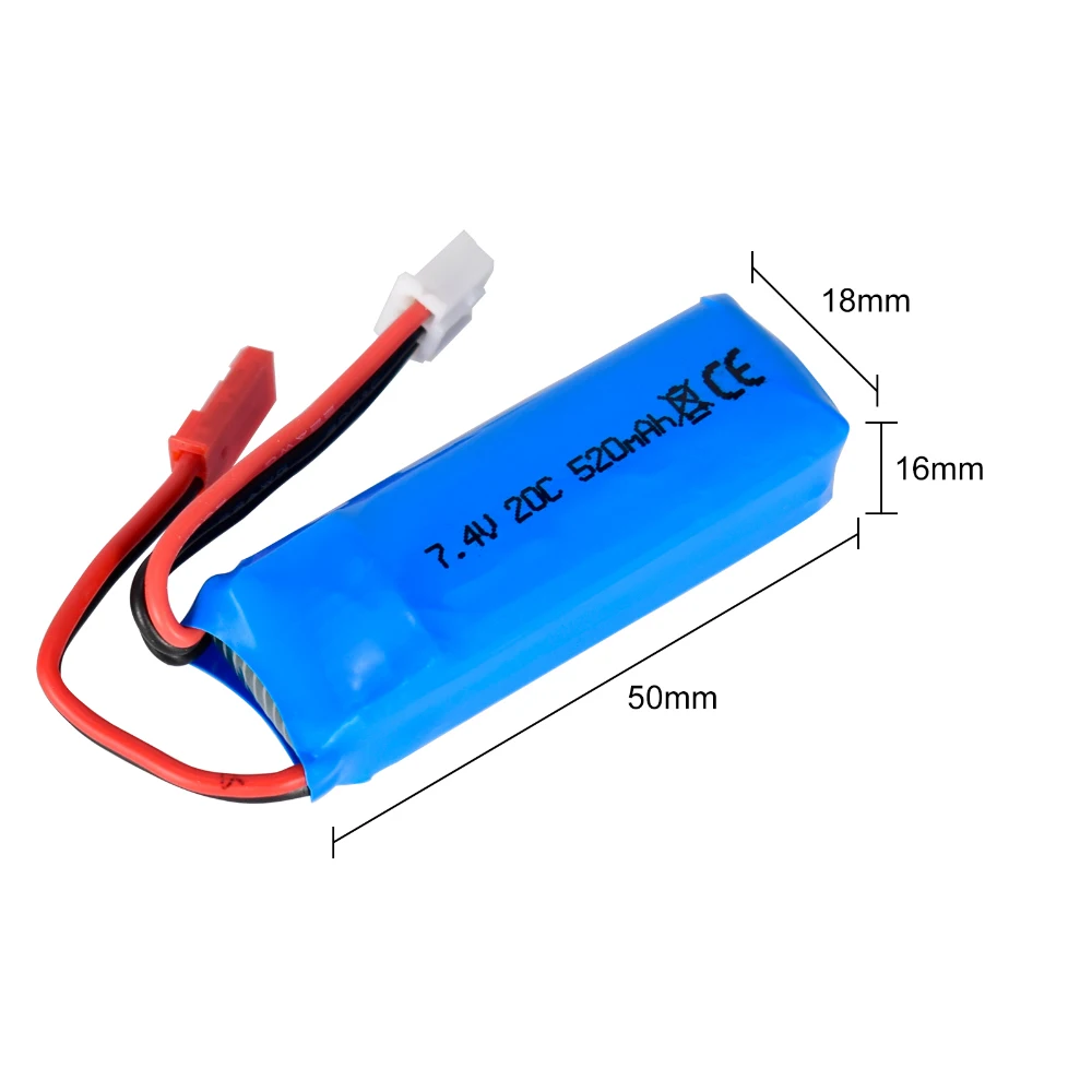 Bateria Lipo para WLtoys, Peças de carro RC, 7.4V, 520mAh, 2S, K969, K979, K989, K999, P929, P939, 284010, 284161