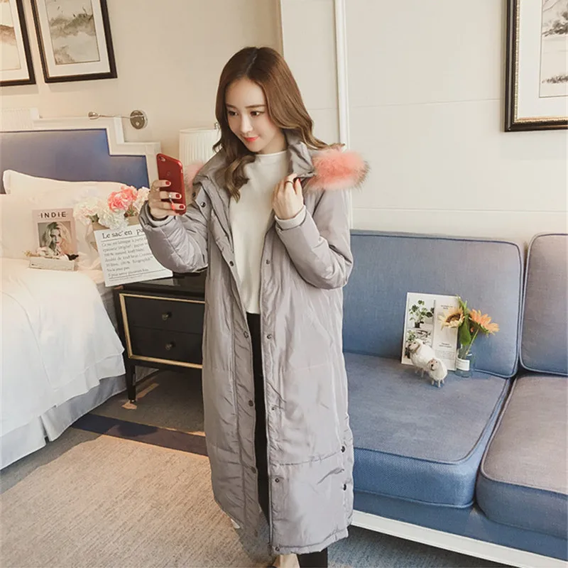 Fashion Winter Jacket Women 2020 Grey Thick Warm Female Jacket Fur Collar Cotton Coat Parkas Plus Size 5XL Casaco WXF505