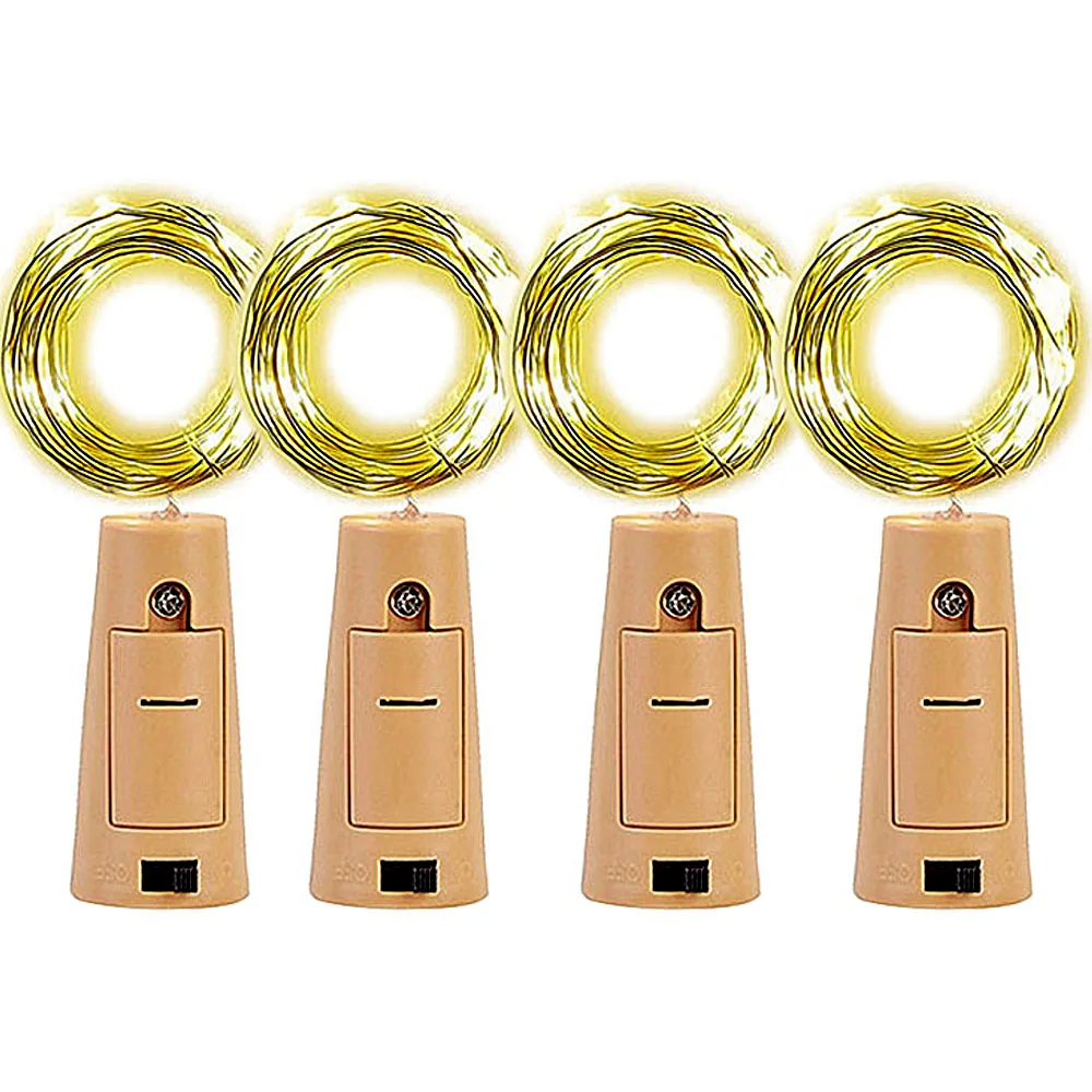 4 PCS Battery powered cork bottle light 2m LED light bar light birthday party wine bottle stopper light bar (Without battery)