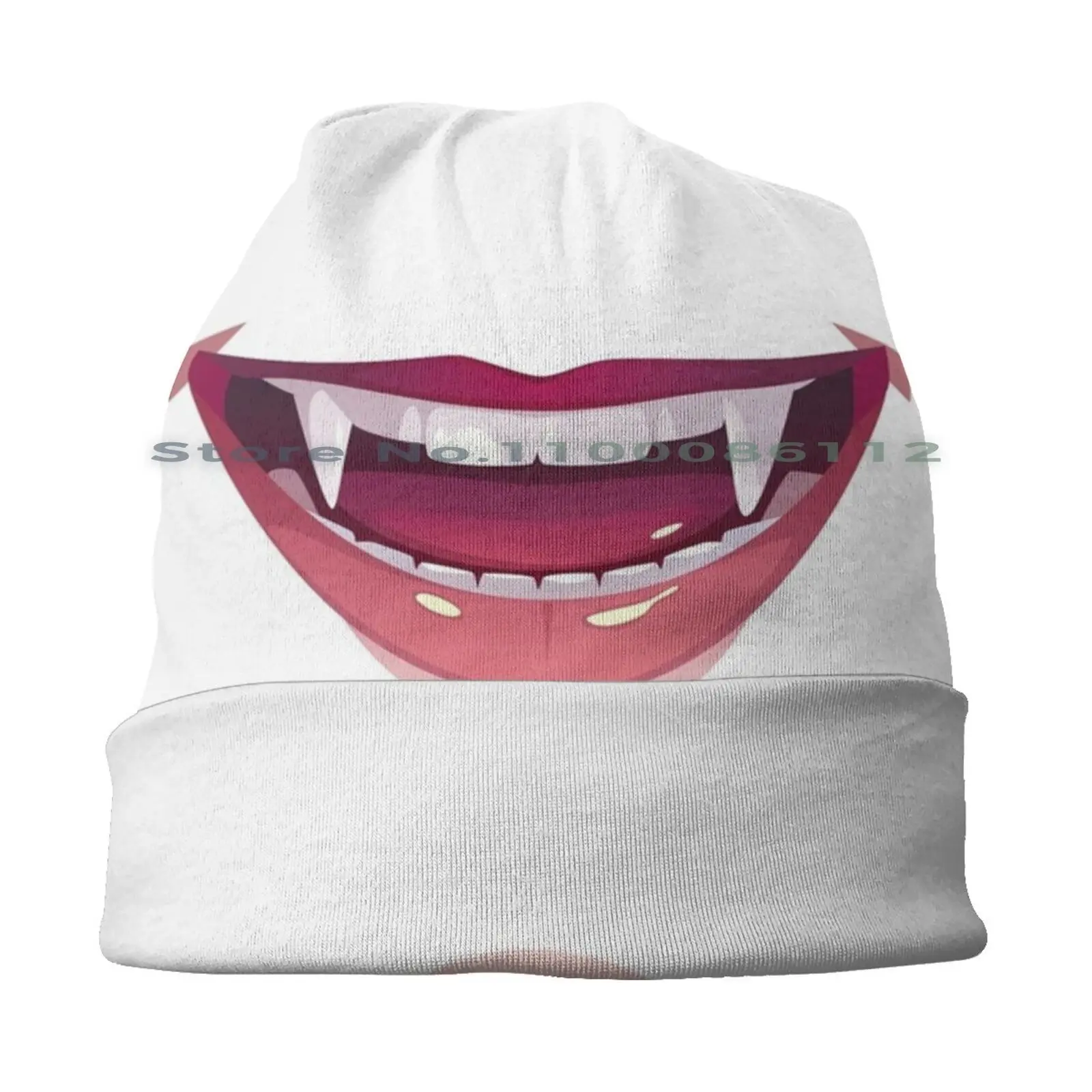 Mask-Vampire Keep Distance Smile Beanies Knit Hat 19 Mouth Crisis Systemically Relevant Wet Pronunciation Social Distance Keep