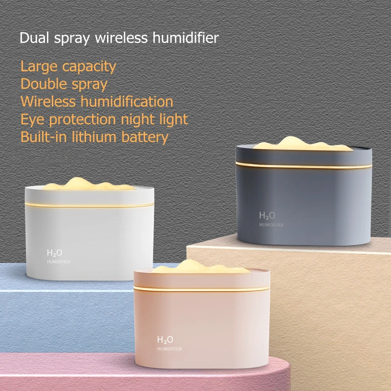 800 мл USB увлажнитель воздуха Snow Mountain двойной распылитель сопла 2000 мАч перезаряжаемый аромадиффузор теплый светильник увлажнитель для дома