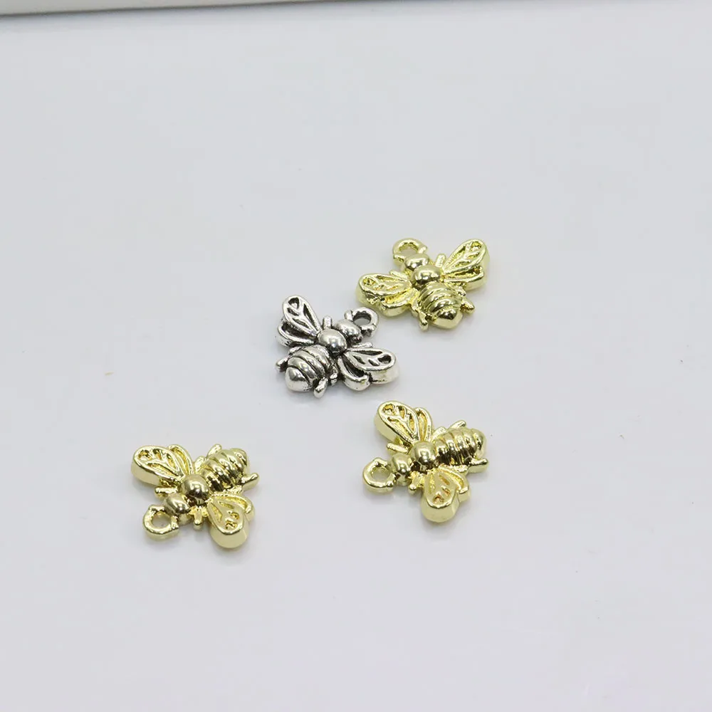 Eruifa 20pcs 13*12mm Mini Bee Charms Zinc Alloy necklace,earring bracelet jewelry DIY handmade 2 colors