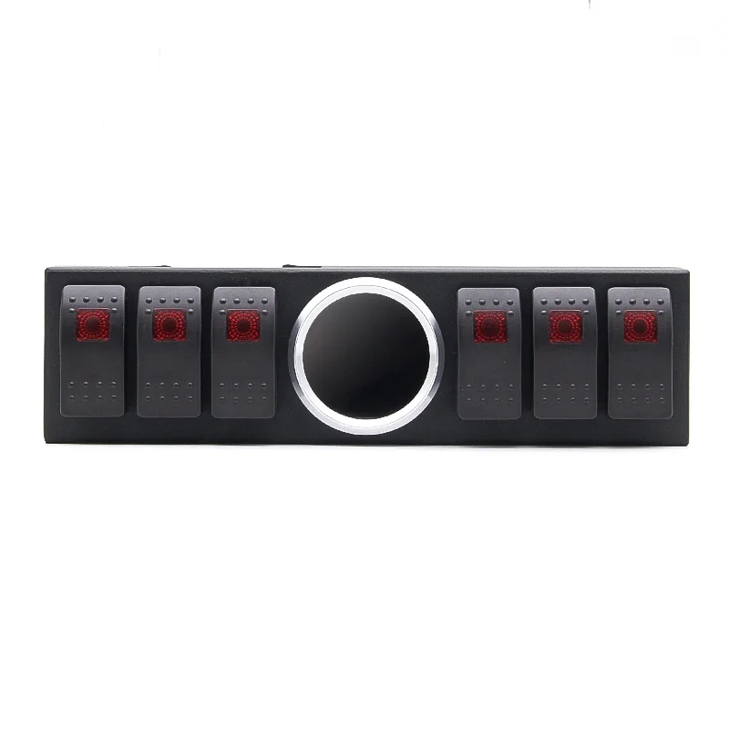 1 piece 6 Light Switch Panel Box for Jeep Wrangler JK JKU 2009-17 with Digital Voltmeter