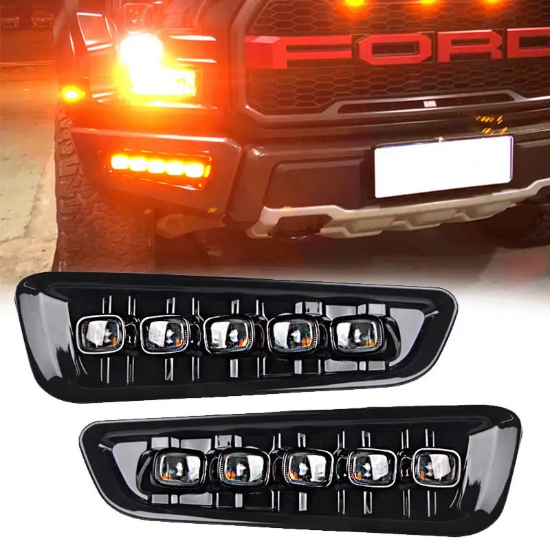 

2Pcs LED Daytime Running Light Fog Lamp For Ford F150 F-150 Raptor 2017-2019 Auto Headlight Sequential Turn Signal Daylight