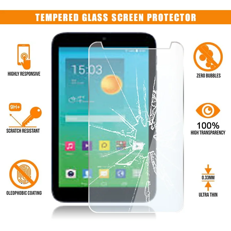 

Screen Protector for Alcatel OneTouch Pixi 7 Tablet Tempered Glass 9H Scratch Resistant Anti-fingerprint Film Guard Cover