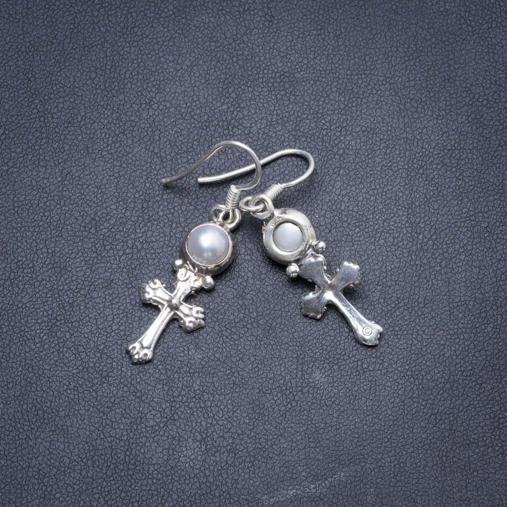 

Natural River Pearl Handmade Unique 925 Sterling Silver Earrings 1.5" Y2671