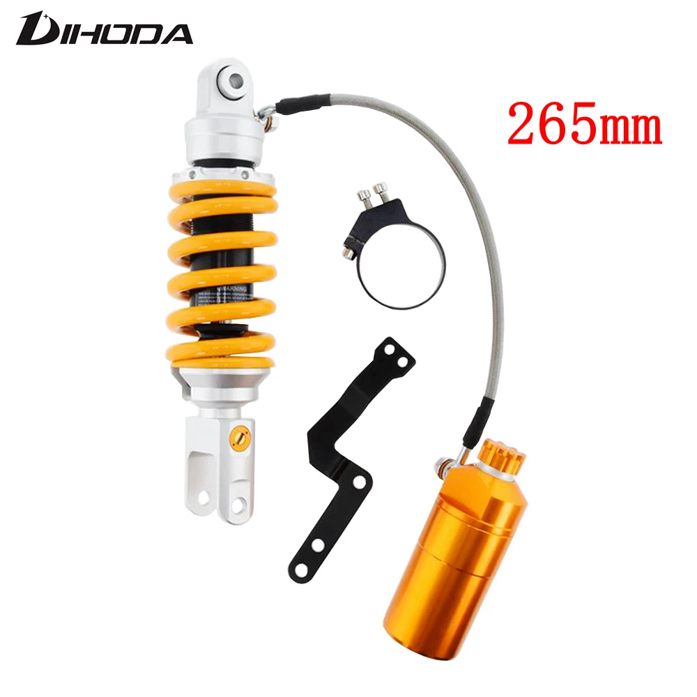 1pcs 265mm Motorcycle Rear Damping adjustment Built-in hydraulic airbag shock absorber For Honda Yamaha Kawasaki Suzuki