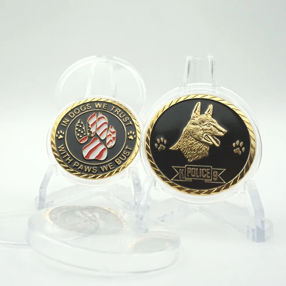 2pcs/lot Police Dog Guardians Law Enforcement Protector Commemorative Challenge Coin Gift