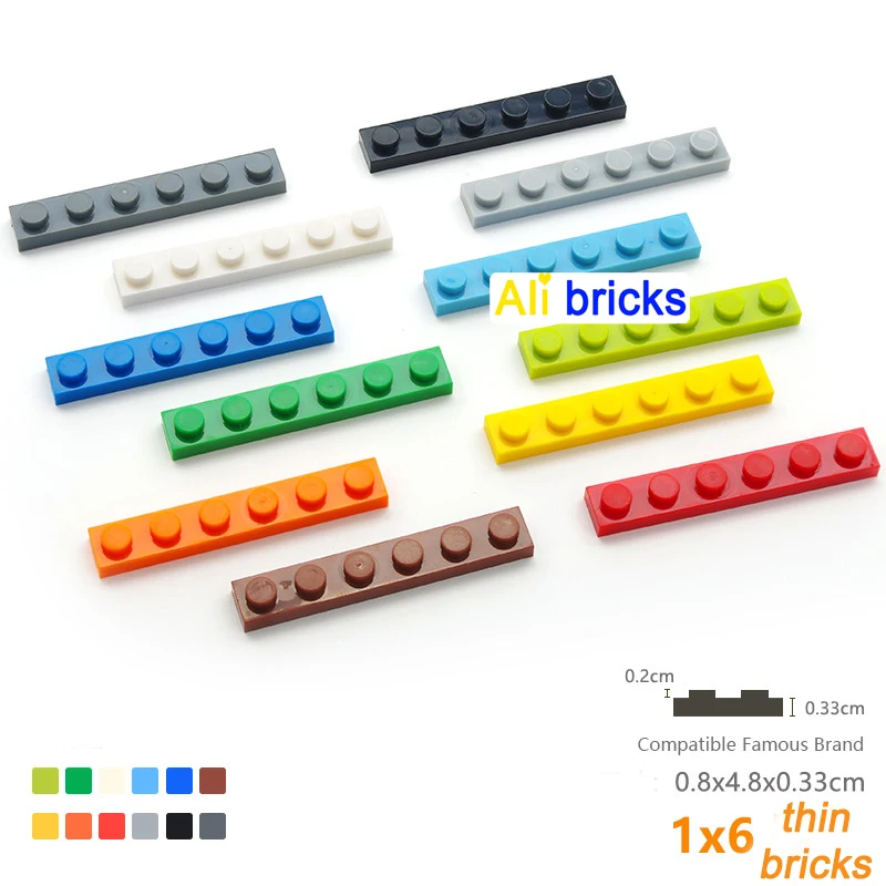 

100pcs DIY Building Blocks Thin Figures Bricks 1x6 Dots 12Color Educational Creative Size Compatible With Toys for Children 3666