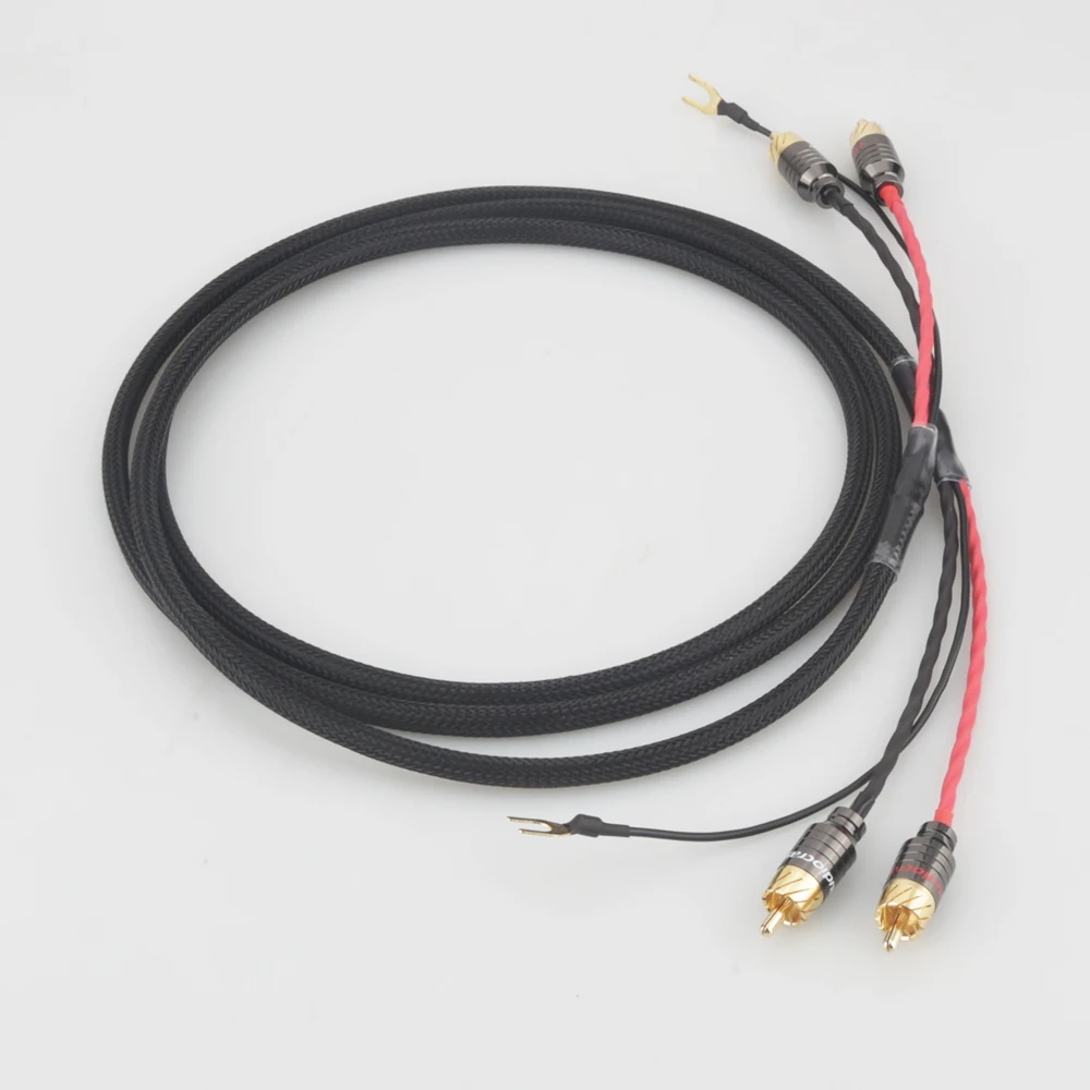 New Hi End Audio RCA Cable of Independent Shielded Signal Line Of LP Vinyl Record Player Amplifier Chassis Gold Plated Connector