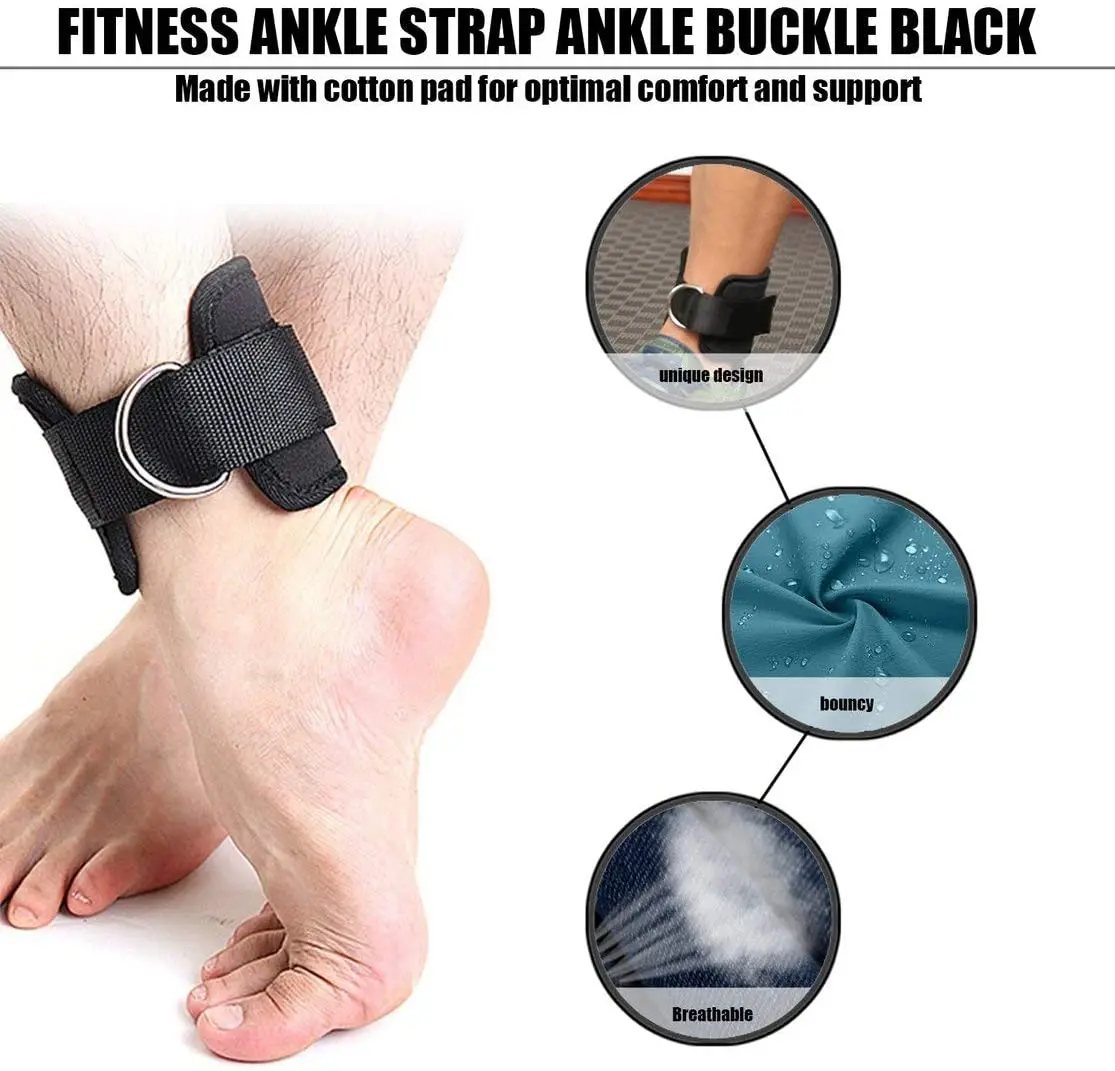 Adjustable Neoprene Ankle Strap, Support for Glute Workouts, Leg Extensions, Curls, Hip Abductors