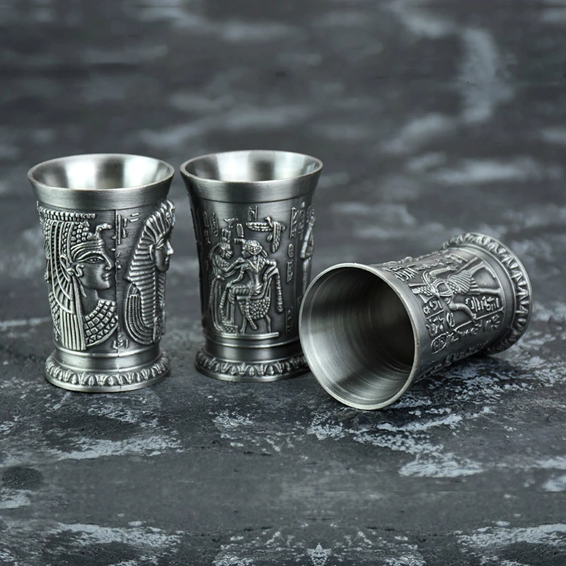 The Revenant Same Style Wine Glass Ancient Egypt Myth Relief Art Copper Shot Glass B52 Cocktail Russia Sikkim Spirits Bullet Cup