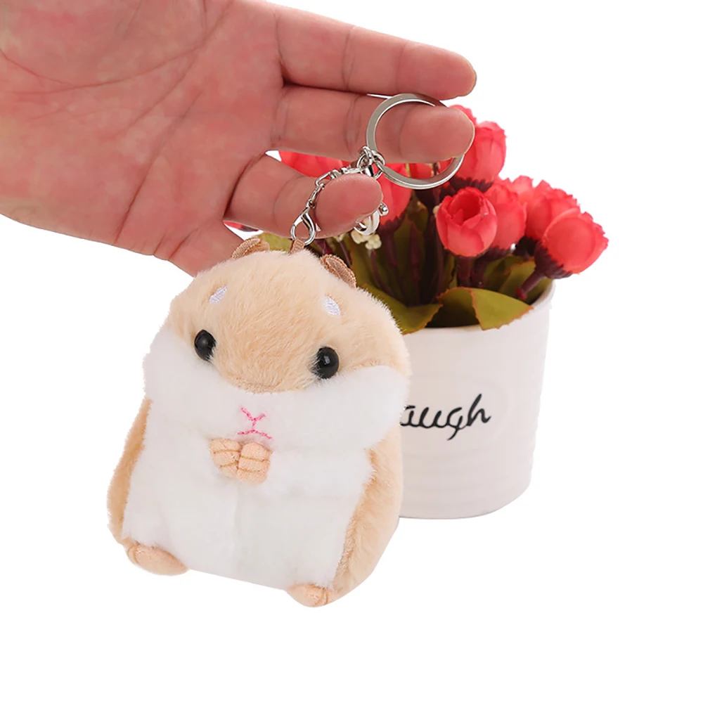 

Simulation Mini Hamster Plush Toy Keychain Pendant Tote Fluffy Trinket Car Pendant Keyring Ring 10cm WJ224