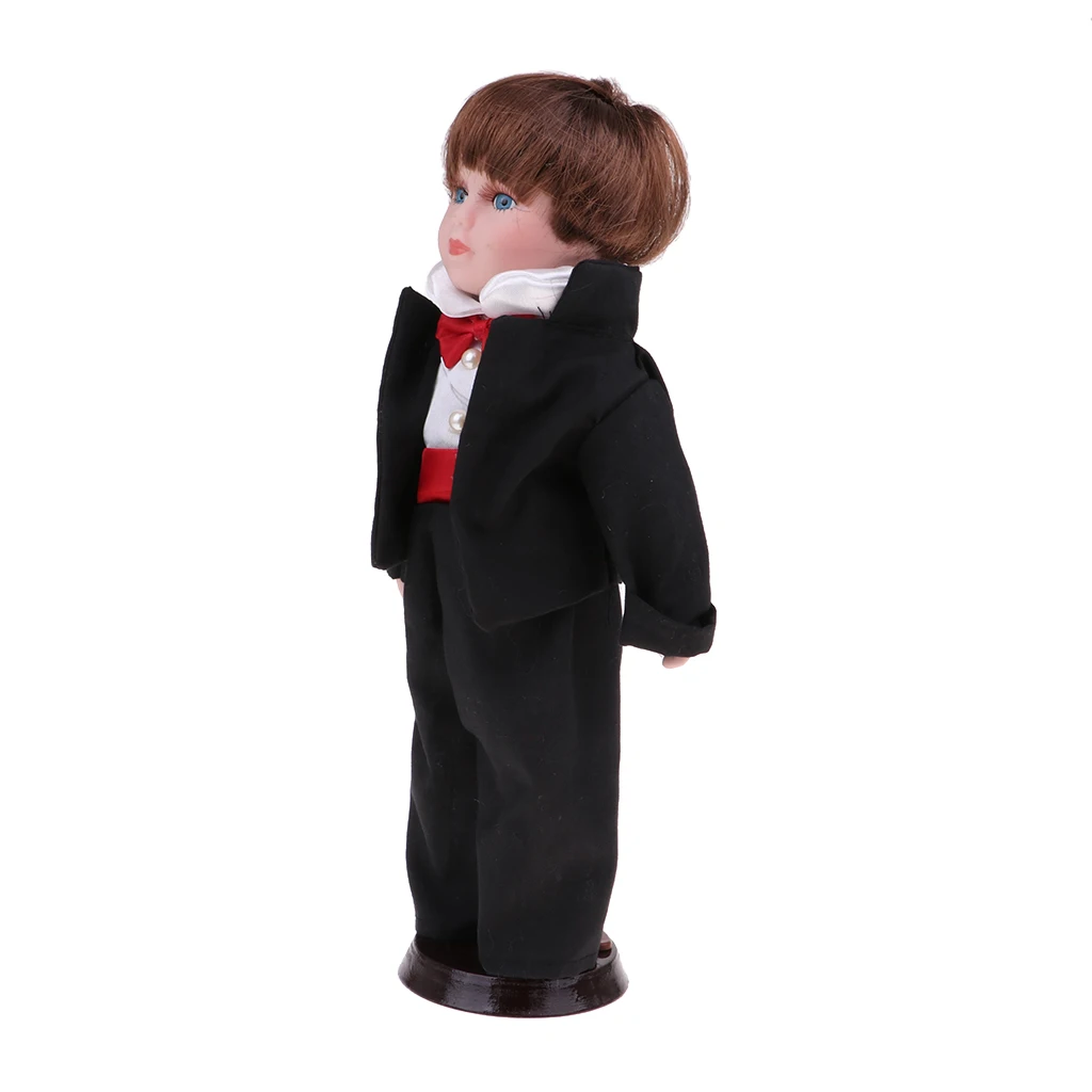 

30cm Vintage Porcelain Doll Groom in Wedding Suit, Valentin Gift for Girlfriend, Dollhouse People Display Decor Collection