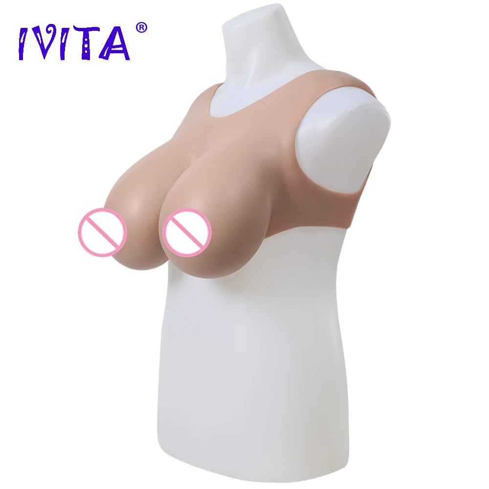 IVITA Artificial Silicone Breast Form 2 Colors Choices Fake Boobs K Cup for Crossdresser Transgender Drag Queen Shemale Cosplay