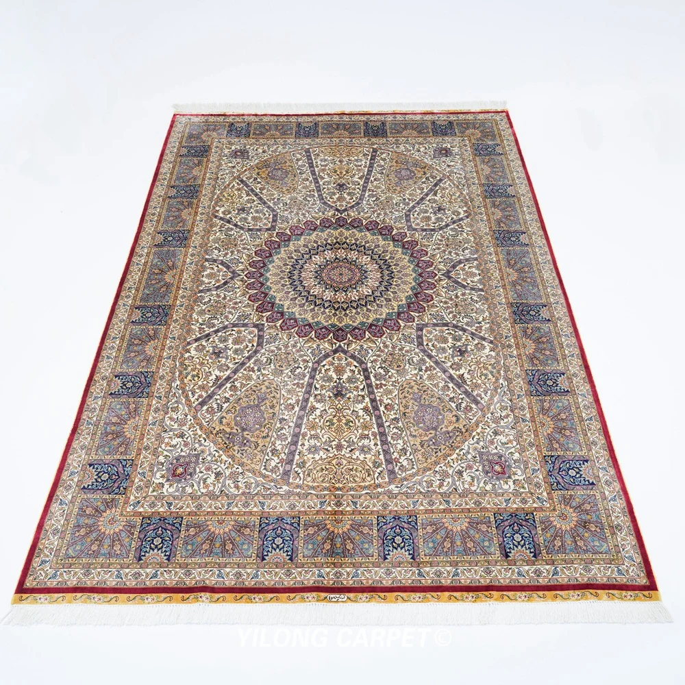 6'x9' Handmade Carpet Oriental Silk Persian Red Traditional Floral Rug (YWX236A)