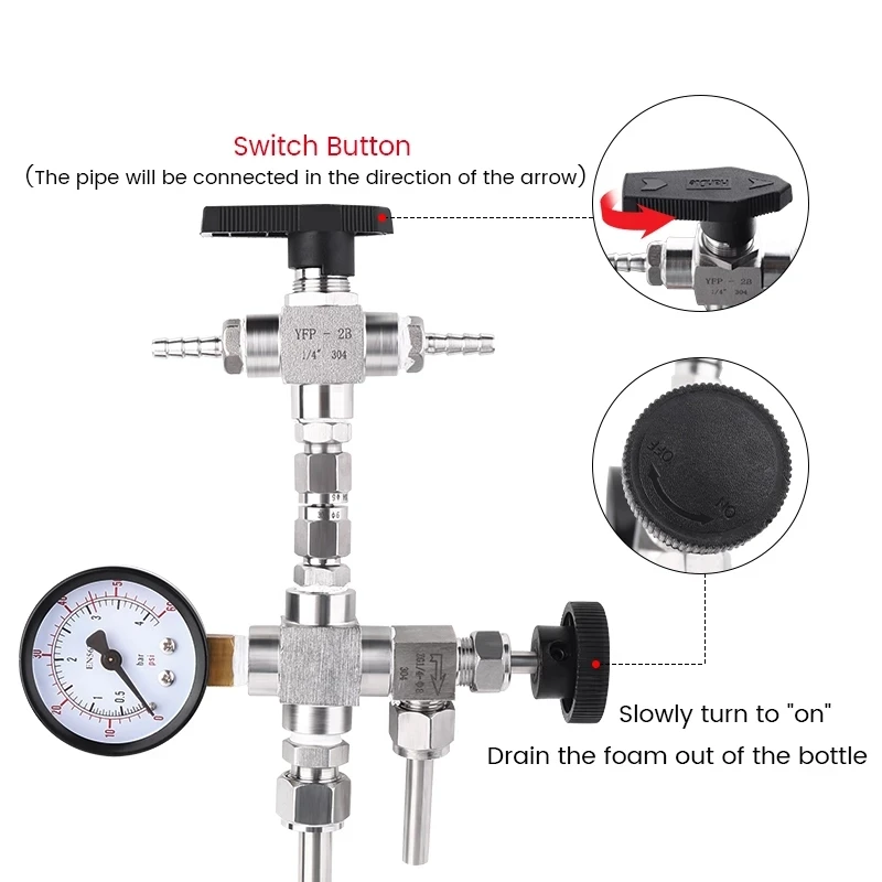 Beer Bottle Filler With Pressure Gauge Counter Pressure Filler Kit 304 Stainless Steel Bottling Wand For Homebrew Beer Bar Tools