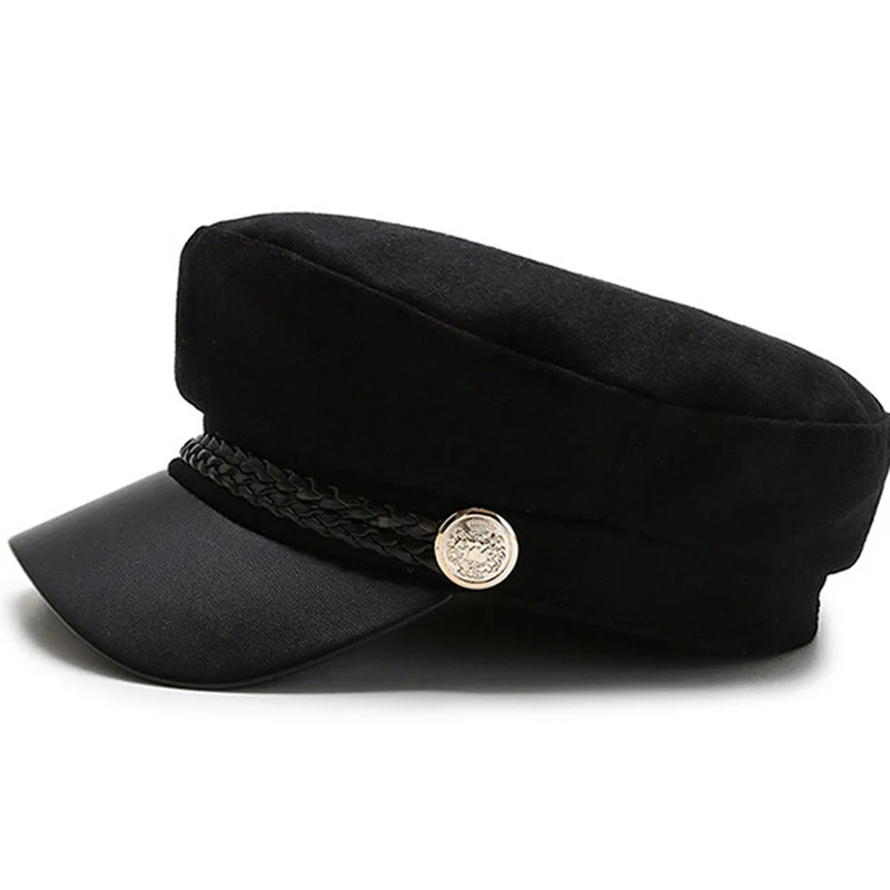 Sun Casual Military Caps Woman Cotton Beret Flat Hats Captain Cap Trucker Vintage Black Sport Dad Bone Male Women\'s leather hat