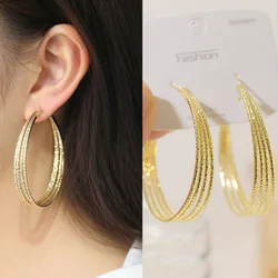 BLIJERY New Shiny Multilayer Metal Circle Hoop Earrings Brincos Big Round Loop Earrings for Women Jewelry Gift Boucles d'oreill