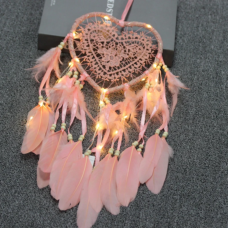 

Высококачественные винтажные перья 60 см Ловец снов круглые перья Ловец снов настенное украшение розовый/белый