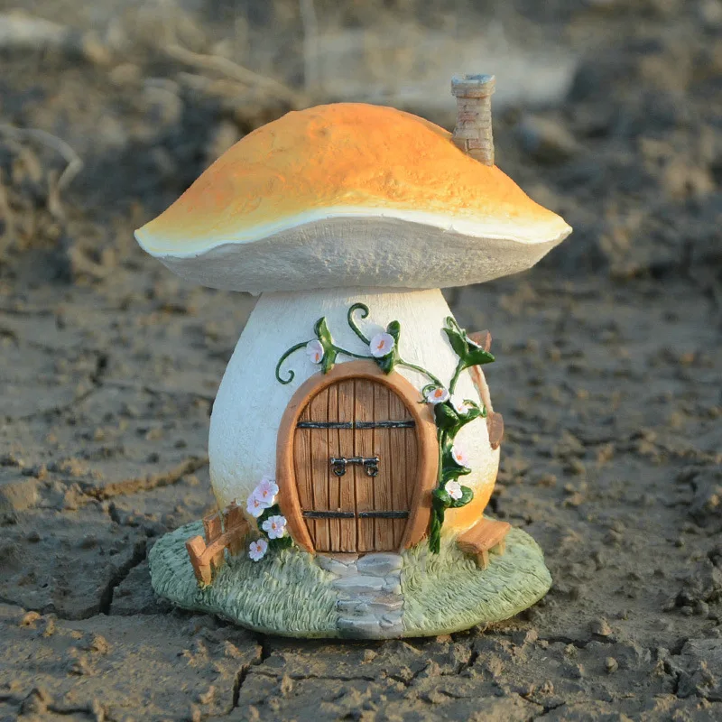 Creative mini mushroom house miniature fairy tale garden resin decoration DIY crafts doll house home decoration birthday gift