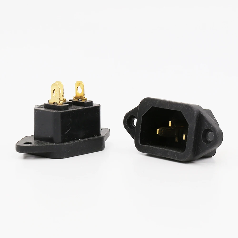 Unprinted FI-05G Gold Plated IEC C14 Inlet Mains Power Socket Male Panel Entry Plug HiFi
