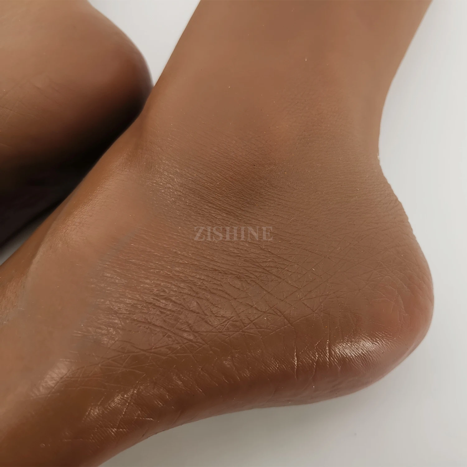 ZISHINE Simulation Silicone Foot Model Brown Black Plantar Lifleike Fetish Foot Leg Shoes Display Fake Nail Art Props TG3700-C6