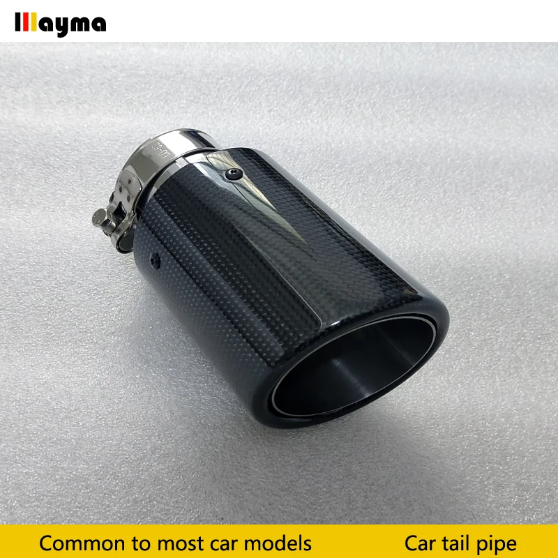 Sport style Carbon fiber car exhaust Muffler Tip Tail Pipe Universal Stainless steel Straight Flange For Audi A1 A3 A4 60*89cm