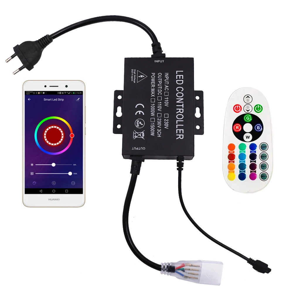 

LED WIFI RGB Controller For 110V 220V 2835 5050 LED Strip Light Wireless Remote Controller 1500W Smart LED Dimmer EU/UK/US/AU