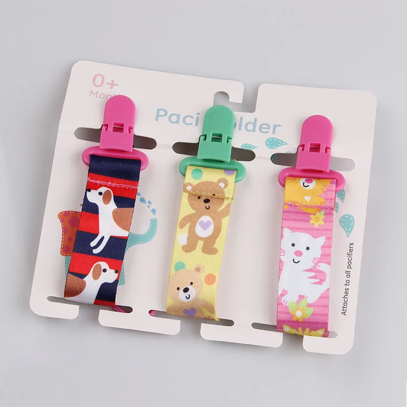 3Pcs/lot Cartoon Print Baby Pacifier Clip Pacifier Chain Dummy Nipple Holder for DIY Nursing Soother Holder Newborn Feeding Gift