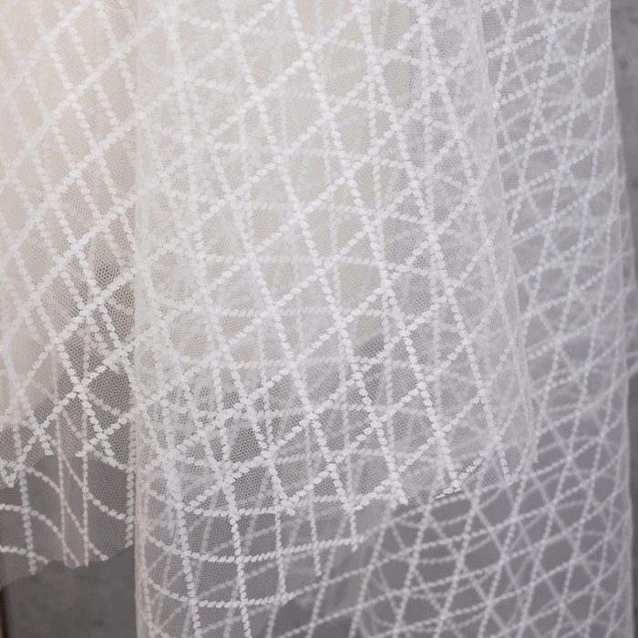 Diamond Mesh Embroidery Lace Fabric DIY Wedding Dress Curtain Background Decorative Fabric