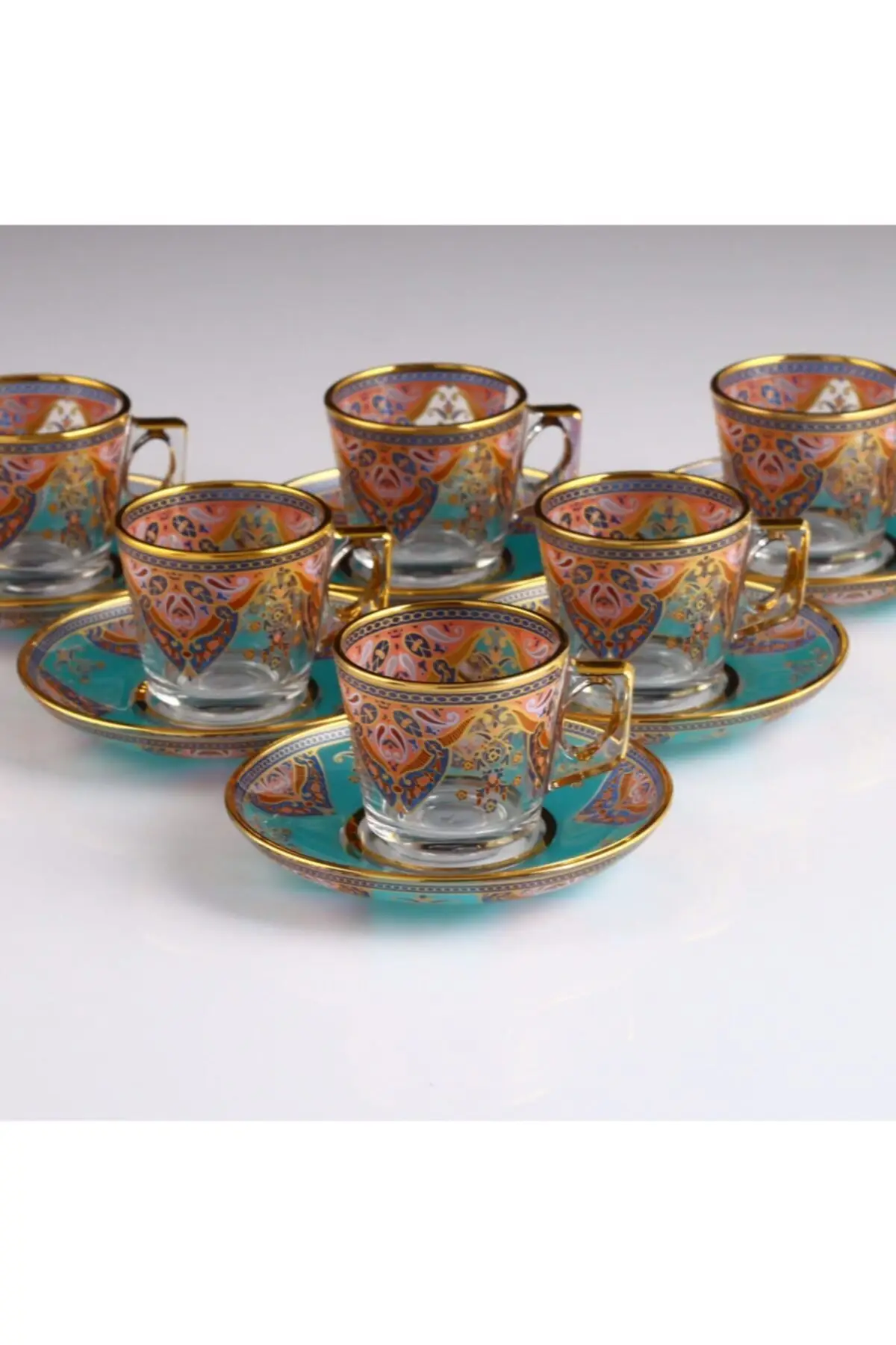 Turkish coffee cup Turquoise gold Embroidered Ottoman Coffee cup Espresso Cup Turkish Arabic Moroccan Greek Russian Coffee Cup Set