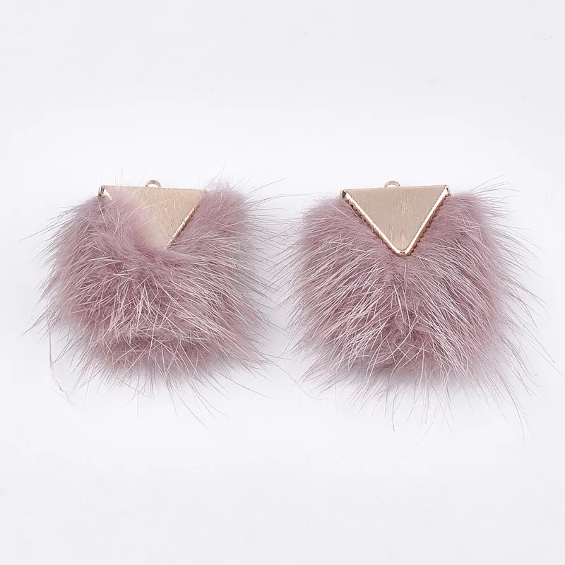 10Pcs Faux Mink Fur Tassel Pendant Decorations with Brass Findings Earring Pendant Charms for DIY Jewelry Making Accessories