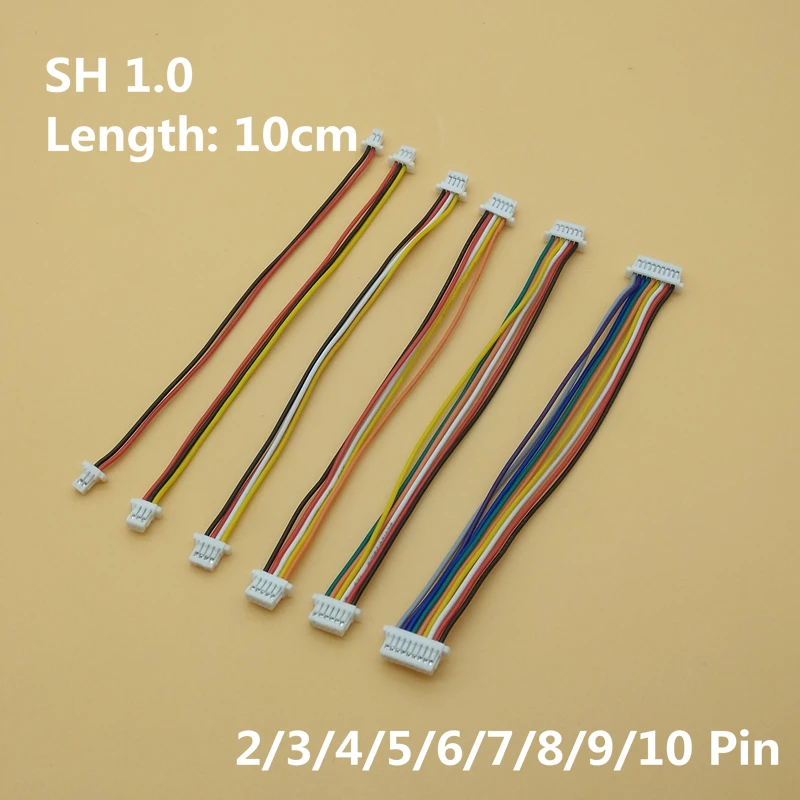10 sztuk SH1.0 SH 1.0mm 2/3/4/5/6/7/8/9/10Pin złącze żeńskie i żeńskie z długością kabla 10cm 28AWG — zdjęcie 3
