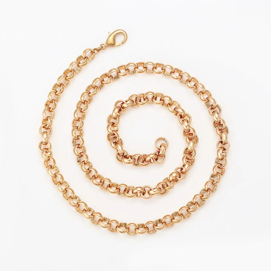 مجوهرات XP - (55 سم * 7 مم) لون ذهبي 18 قيراط على شكل دائرة سلسلة قلادات مجوهرات للرجال هيب هوب خالي من النيكل والنحاس