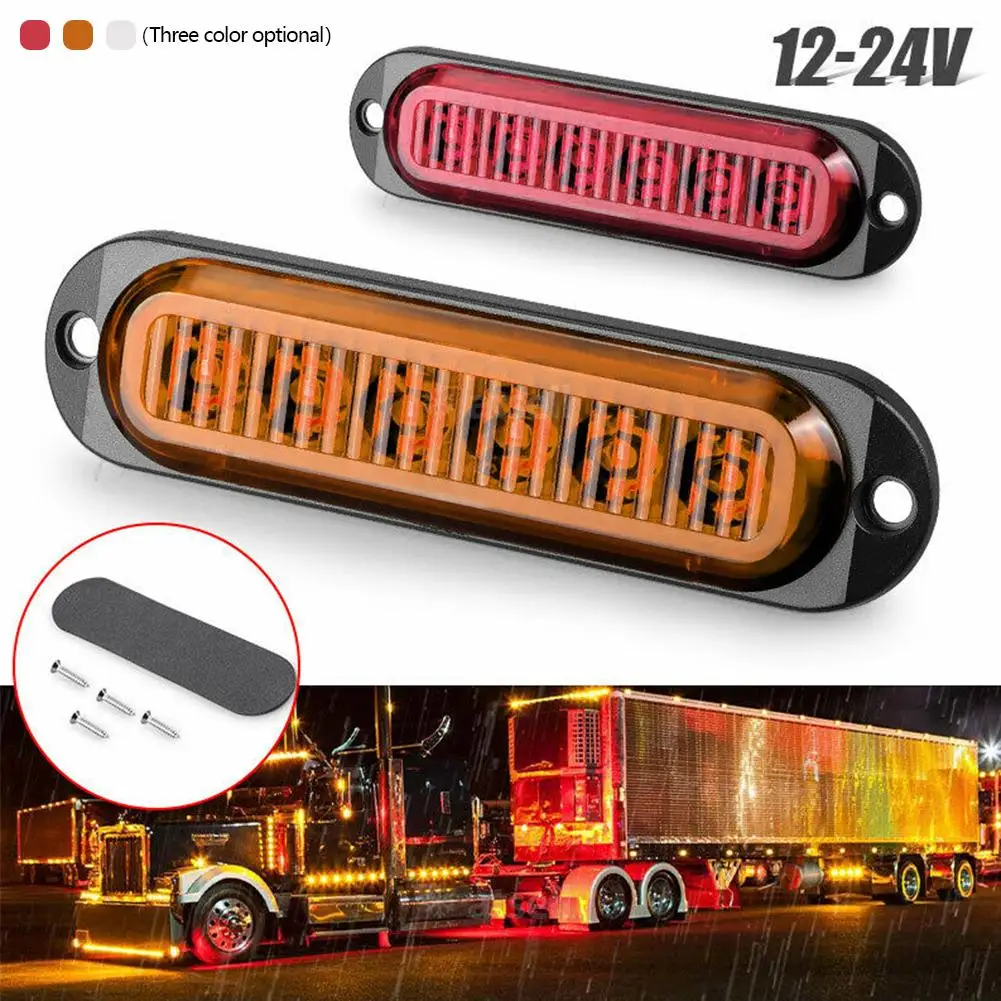 6 LEDs Side Marker Lights Red Yellow White 12-24V Car Trailer Lorry Truck Van Bus Waterproof Safety Warning Signal Light