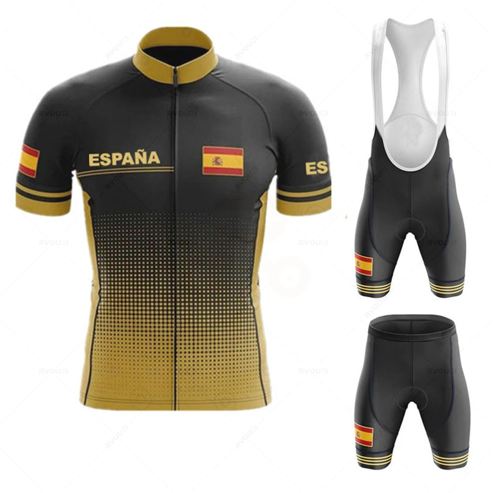 Spain Cycling Jersey Set for Men, Bike Clothing, Bicycle Wear, Short Maillot Culotte Ciclismo, Bike Clothes, 19D Bib Set, 2024