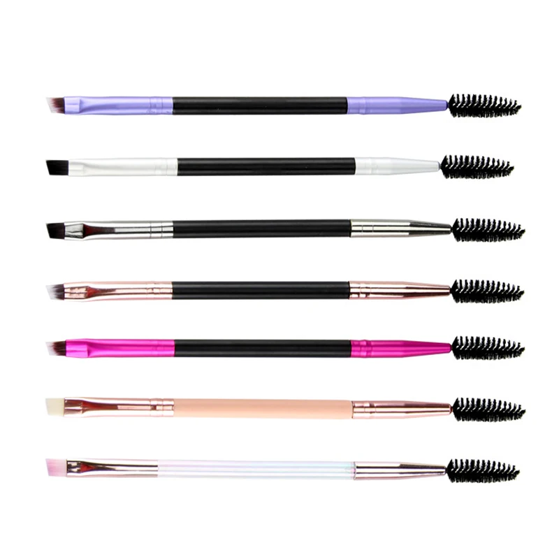 

5 PCS Non-Disposable Fashion Dual Ended Double Head Cosmetic Brush Angled Eyebrow Make Eyelash Mascara Wand Applicator Brush