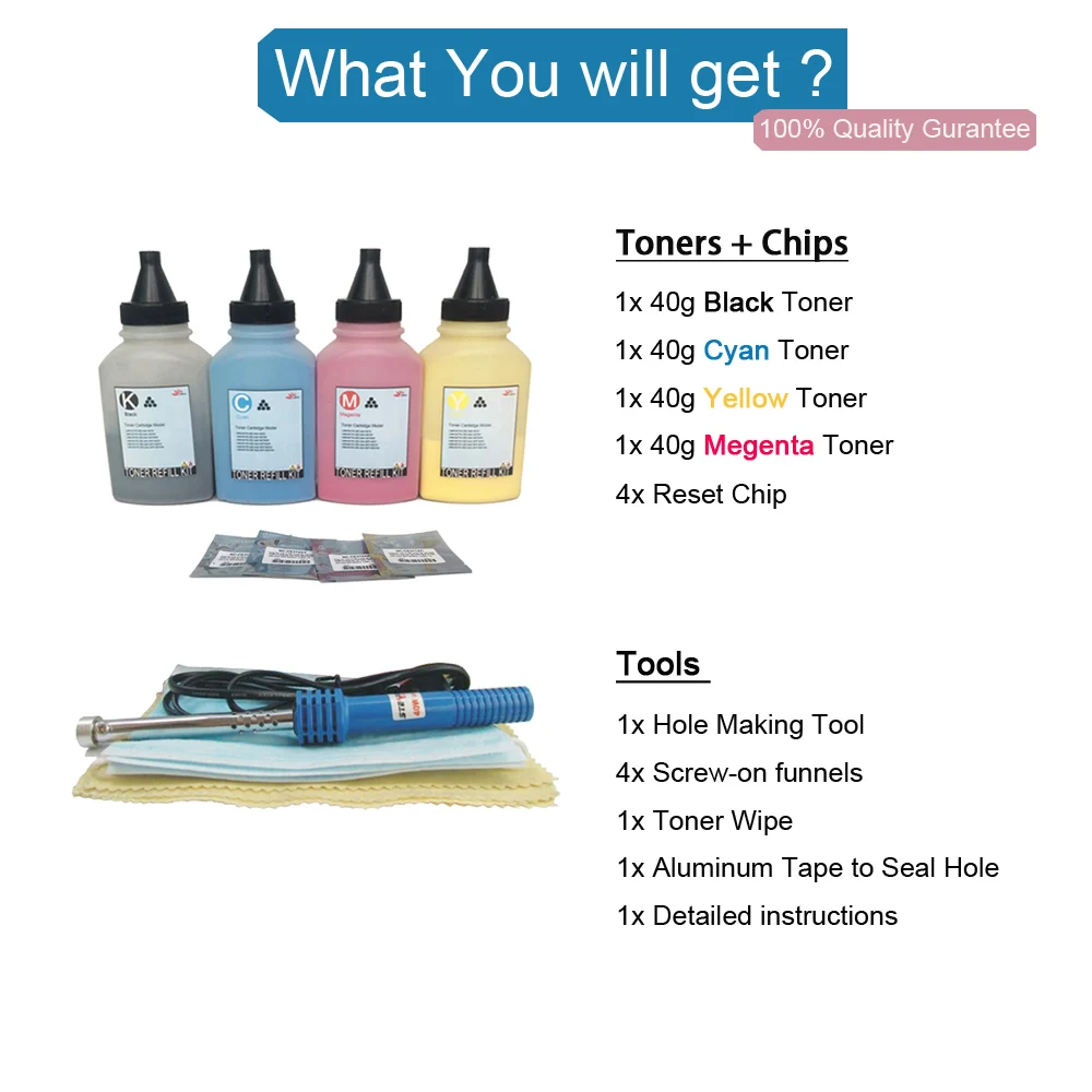 Misee Toner Refill Kit Chips Compatible for HP 410a 410x CF410a Laserjet MFP M477 M477fnw M477fdw M452 M452dn M452nw M452dw